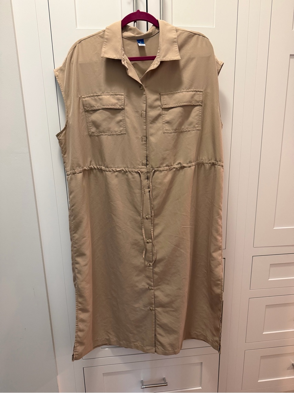 Old Navy XL Beige Sleeveless Shirt Dress